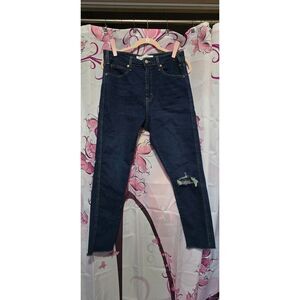 Womens Cropped Levi High Rise Skinny Size 10 Distressing on 1 Knee